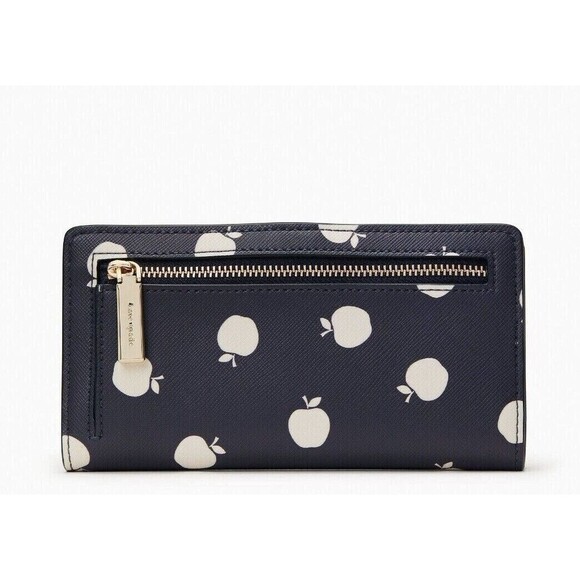 New Kate Spade Staci Orchard Toss Print Large Slim Bifold wallet Blazer Blue - Picture 3 of 3